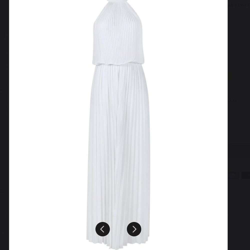 NWT **WHITE*** Meghan LA Chiffon Jumpsuit Destination Wedding, Bridal, Ball S